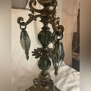 Vintage Hollywood Regency Smoked Crystal Lamp